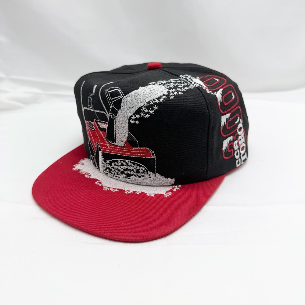 Vintage 90s K-Products Toro CCR 3000 Snowblower SnapBack Hat Cap Two Tone Red